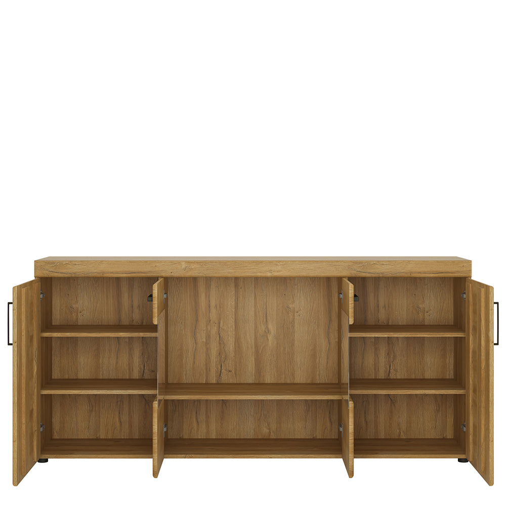 Chester 4 Door Wide Glazed Sideboard in Grandson Oak