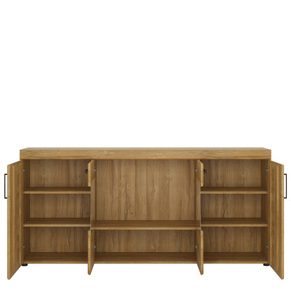 Chester 4 Door Wide Glazed Sideboard in Grandson Oak