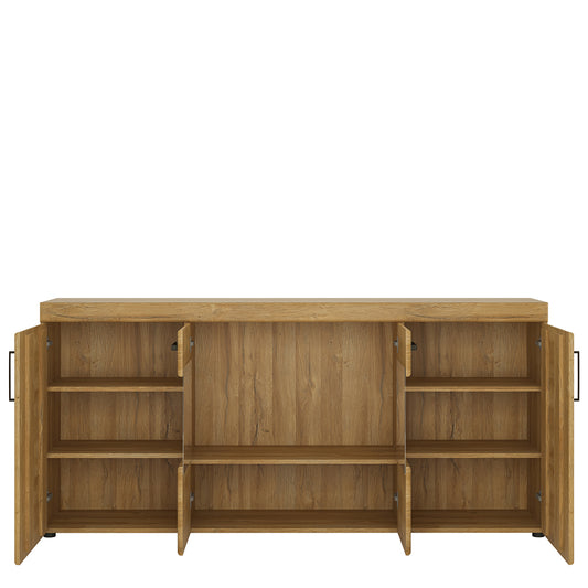 Chester 4 Door Wide Glazed Sideboard in Grandson Oak