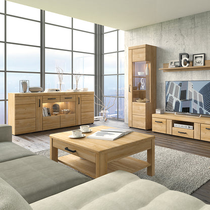 Chester 4 Door Wide Glazed Sideboard in Grandson Oak