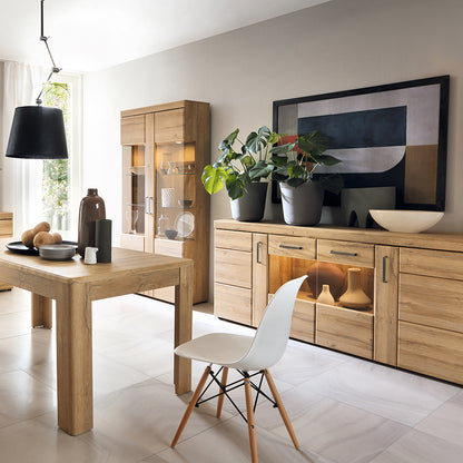 Chester 4 Door Wide Glazed Sideboard in Grandson Oak
