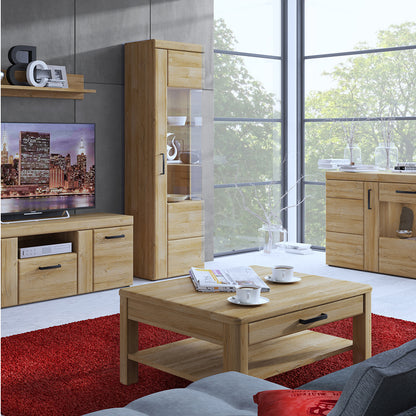Chester 4 Door Wide Glazed Sideboard in Grandson Oak