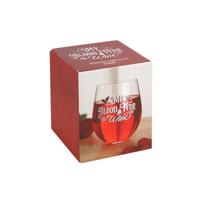 My Blood Type is Wine Stemless Wine Glass