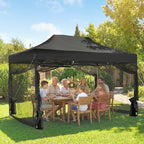 Outsunny 3 x 4.5 m Pop Up Gazebo with Mesh Nettings, UPF50+ Heavy Duty Outdoor Garden Party Tent Marquee, Black