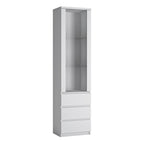 Faraday Tall Narrow 1 Door 3 Drawer Glazed Display Cabinet in White