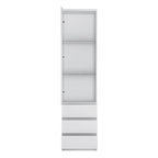 Faraday Tall Narrow 1 Door 3 Drawer Glazed Display Cabinet in White