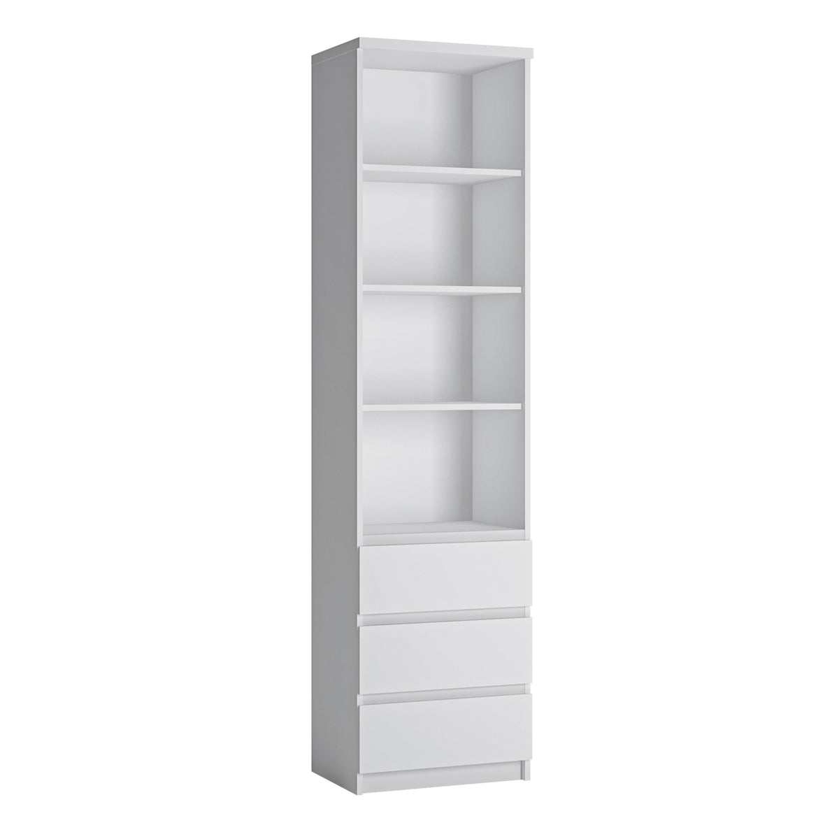 Faraday Tall Narrow 3 Drawer Bookcase in White