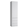 Faraday Tall Narrow 1 Door 3 Drawer Cupboard in White