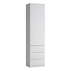 Faraday Tall Narrow 1 Door 3 Drawer Cupboard in White