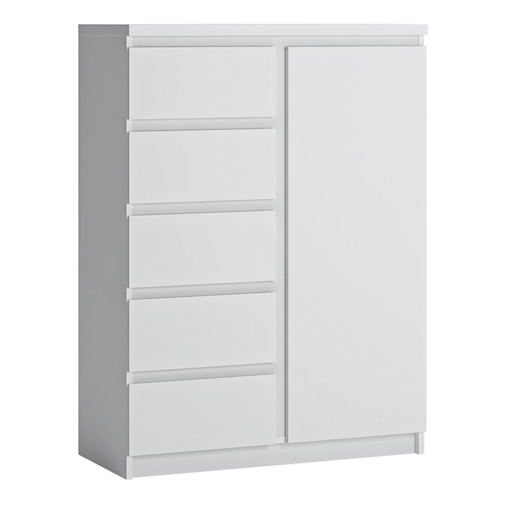 Faraday 1 Door 5 Drawer Cabinet in White
