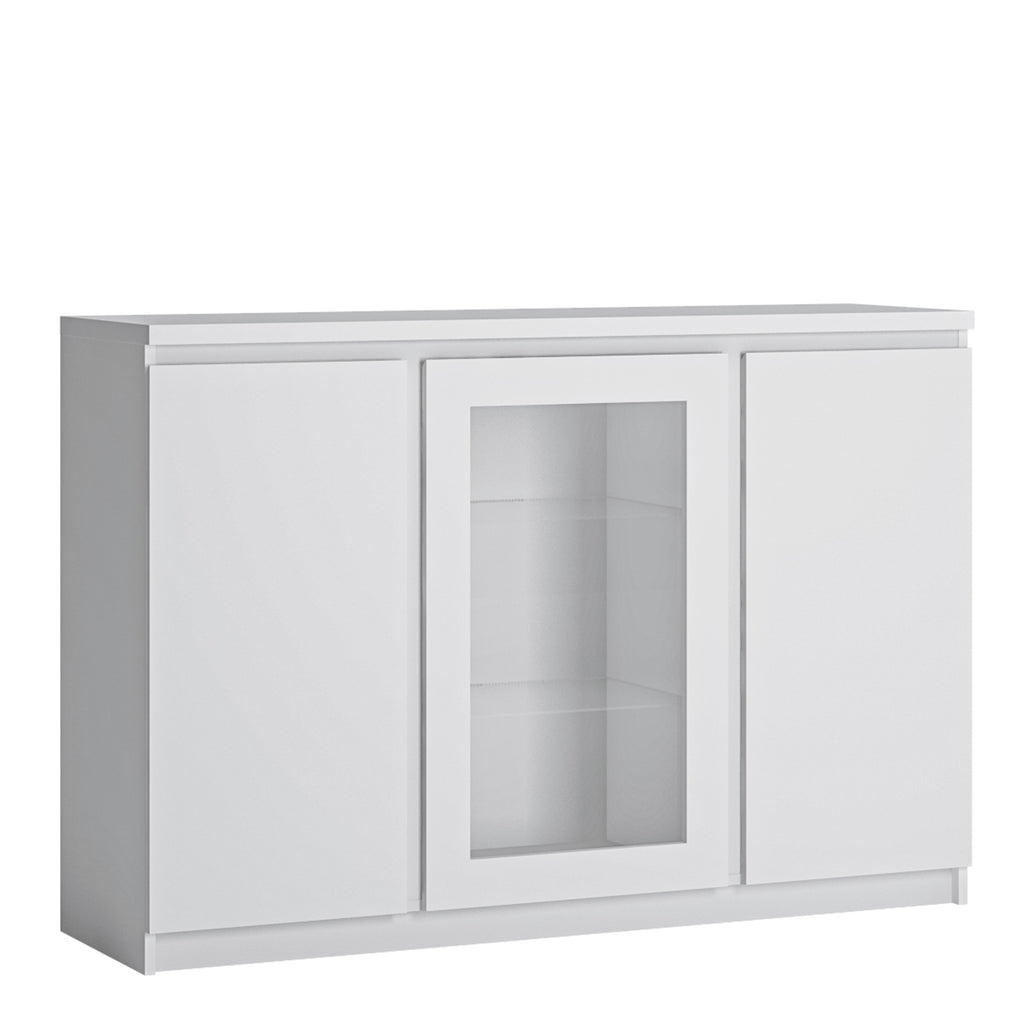 Faraday 3 Door Sideboard (Glazed Centre) in White
