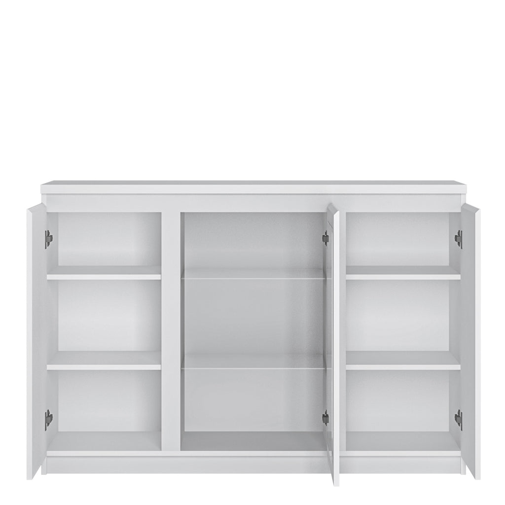 Faraday 3 Door Sideboard (Glazed Centre) in White