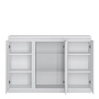 Faraday 3 Door Sideboard (Glazed Centre) in White
