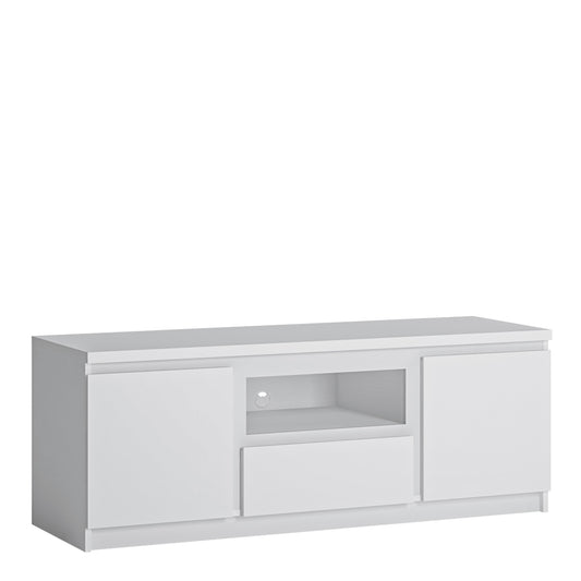 Faraday 2 Door 1 Drawer 136cm Wide TV Cabinet in White