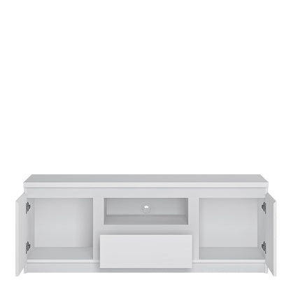 Faraday 2 Door 1 Drawer 136cm Wide TV Cabinet in White
