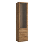 Faraday Tall Narrow 1 Door 3 Drawer Glazed Display Cabinet in Oak