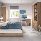 Faraday Tall Narrow 3 Drawer Bookcase in Oak