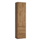 Faraday Tall Narrow 1 Door 3 Drawer Cupboard in Oak
