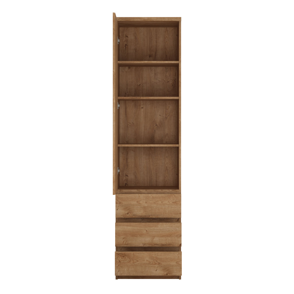 Faraday Tall Narrow 1 Door 3 Drawer Cupboard in Oak