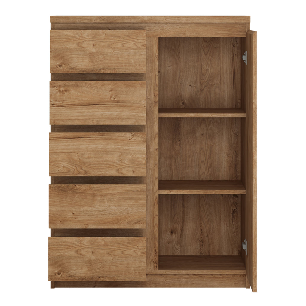 Faraday 1 Door 5 Drawer Cabinet in Oak