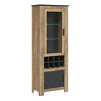 Raif 2 Door Display Cabinet with Wine Rack in Chestnut and Matera Grey