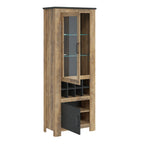 Raif 2 Door Display Cabinet with Wine Rack in Chestnut and Matera Grey