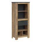 Raif 1 Drawer Bookcase in Chestnut and Matera Grey