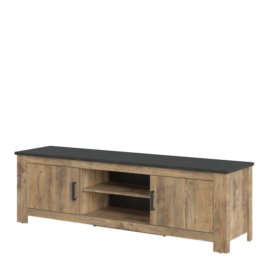 Raif 2 Door 189cm wide TV Cabinet in Chestnut and Matera Grey
