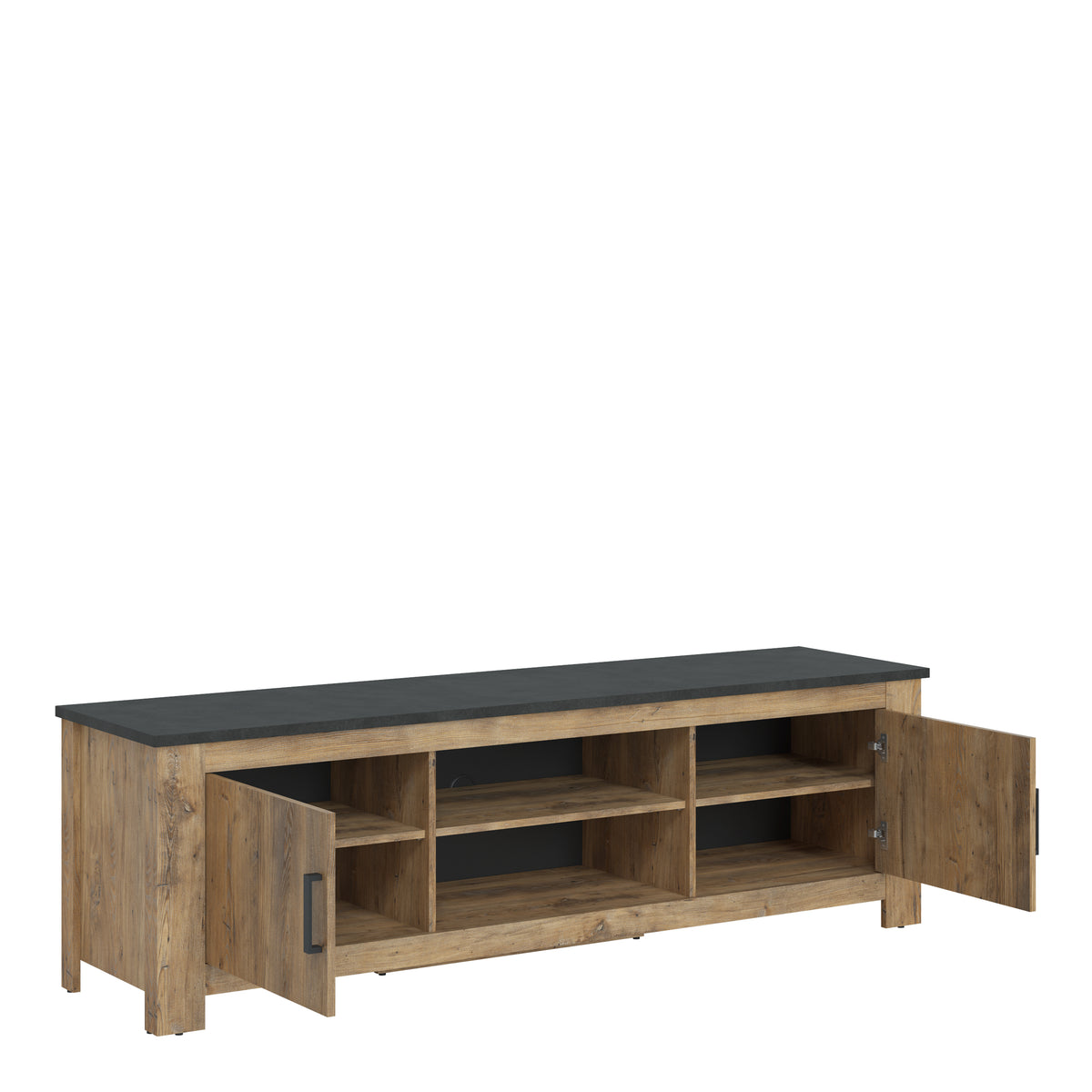 Raif 2 Door 189cm wide TV Cabinet in Chestnut and Matera Grey