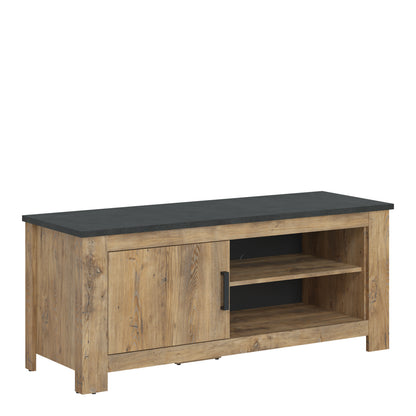 Raif 1 Door 138 cm TV Cabinet in Chestnut and Matera Grey