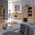 Raif Large Coffee Table in Chestnut and Matera Grey