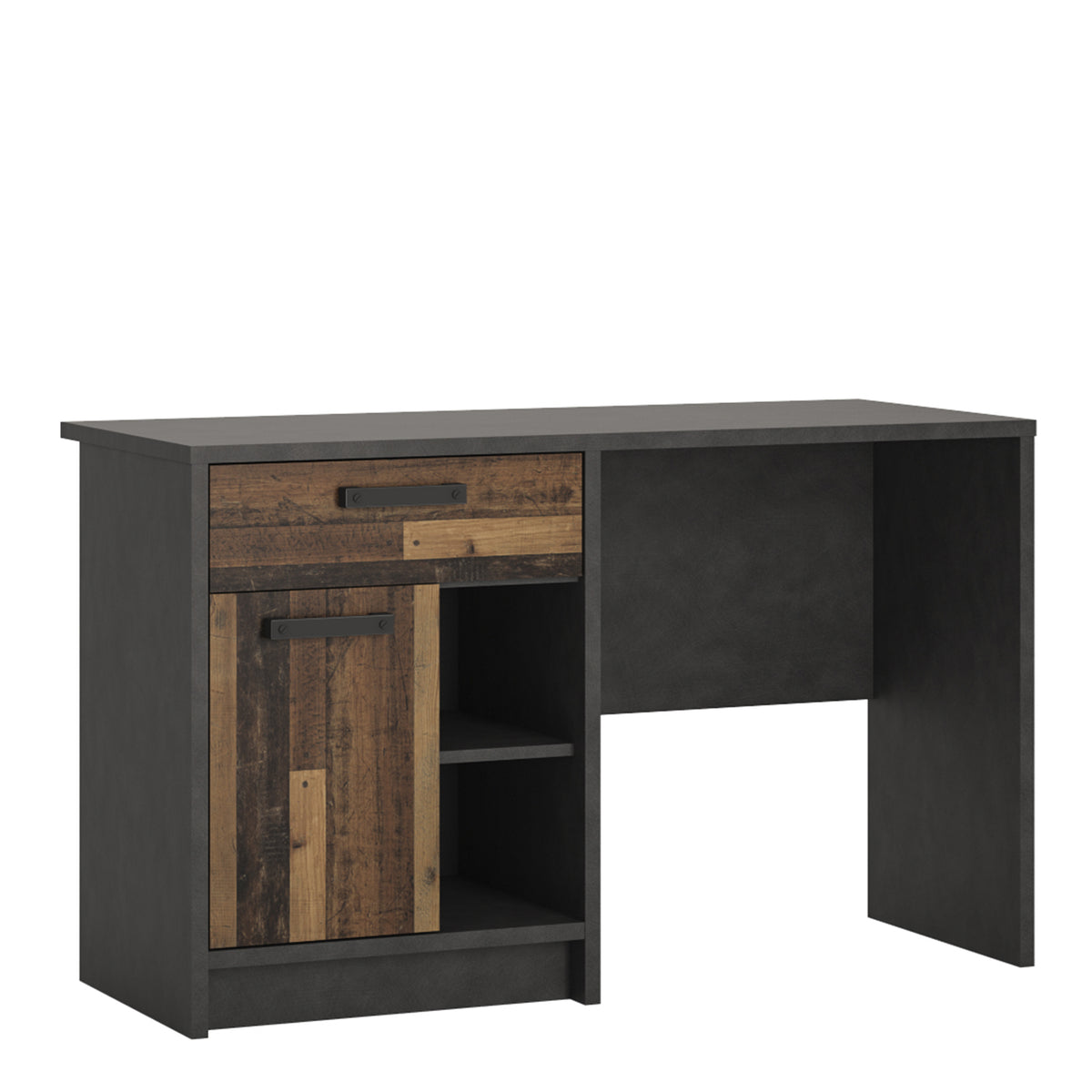 Brandon Desk / Dressing Table with 1 Door and 1 Drawer in Walnut and Dark Matera Grey