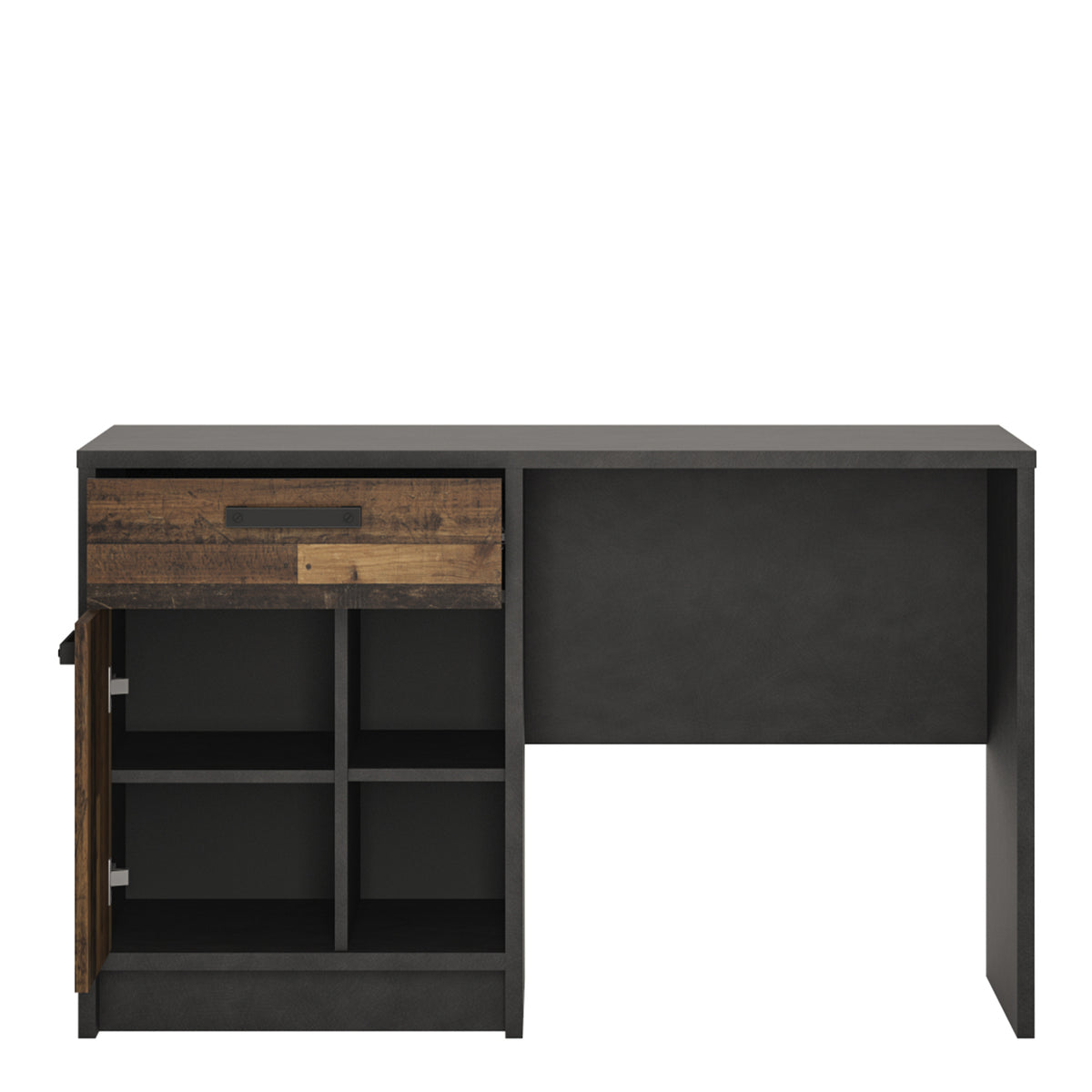 Brandon Desk / Dressing Table with 1 Door and 1 Drawer in Walnut and Dark Matera Grey