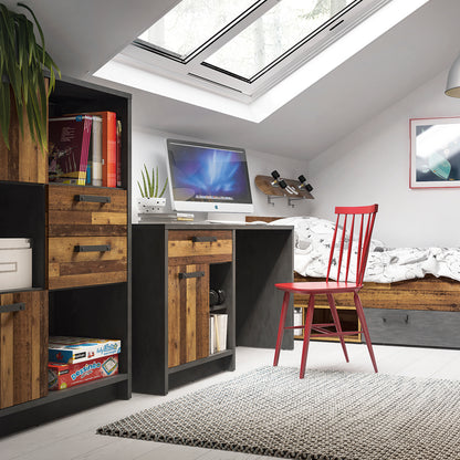 Brandon Desk / Dressing Table with 1 Door and 1 Drawer in Walnut and Dark Matera Grey