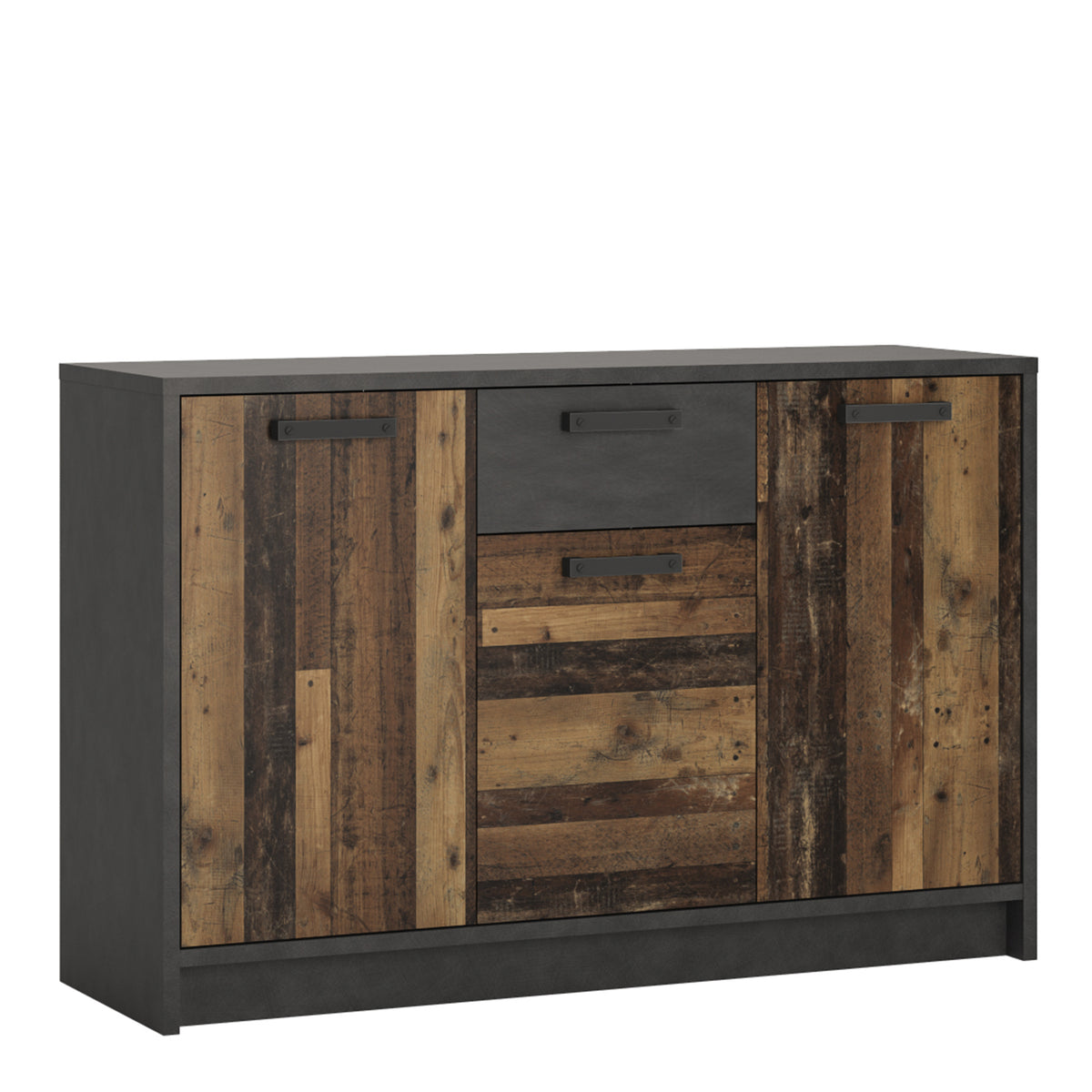 Brandon Cabinet with 3 Doors and 1 Drawer in Walnut and Dark Matera Grey