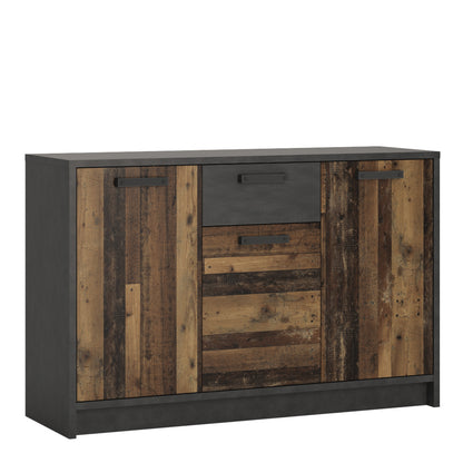 Brandon Cabinet with 3 Doors and 1 Drawer in Walnut and Dark Matera Grey
