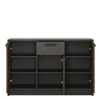 Brandon Cabinet with 3 Doors and 1 Drawer in Walnut and Dark Matera Grey
