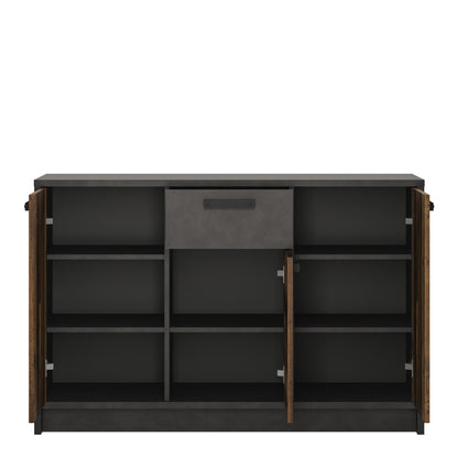 Brandon Cabinet with 3 Doors and 1 Drawer in Walnut and Dark Matera Grey