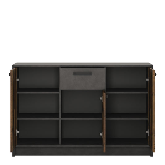 Brandon Cabinet with 3 Doors and 1 Drawer in Walnut and Dark Matera Grey