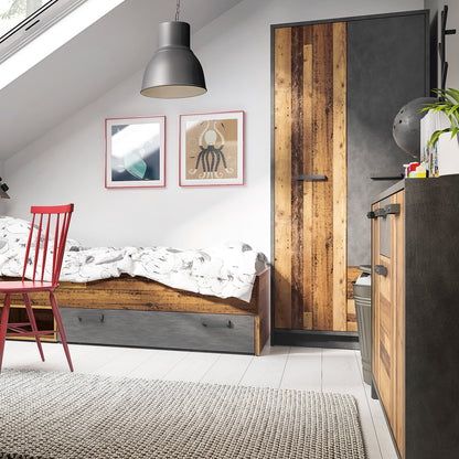 Brandon Cabinet with 3 Doors and 1 Drawer in Walnut and Dark Matera Grey