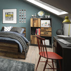 Brandon Low Bookcase with 2 Doors and 2 Drawers in Walnut and Dark Matera Grey
