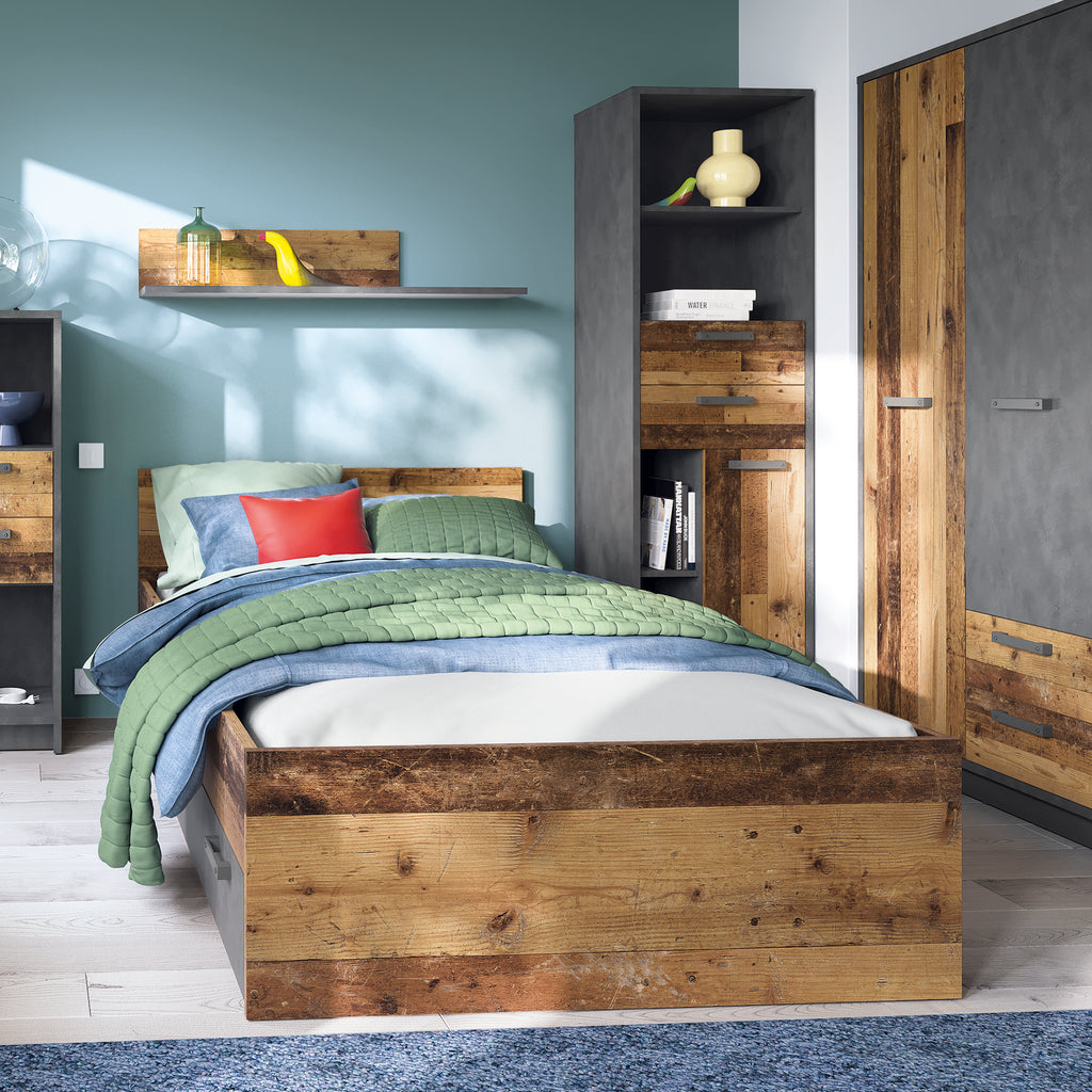 Brandon 2 Door Wardrobe with 2 Drawers in Walnut and Dark Matera Grey