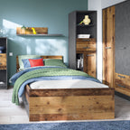 Brandon 2 Door Wardrobe with 2 Drawers in Walnut and Dark Matera Grey