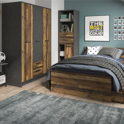Brandon 3 Door Wardrobe with 2 Drawers in Walnut and Dark Matera Grey