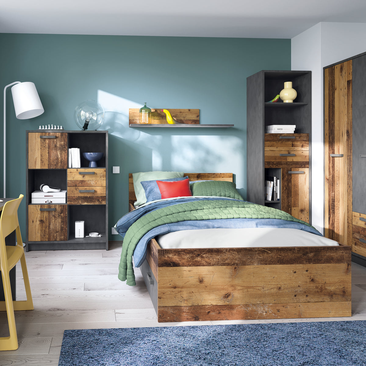 Brandon Underbed Drawer in Walnut and Dark Matera Grey