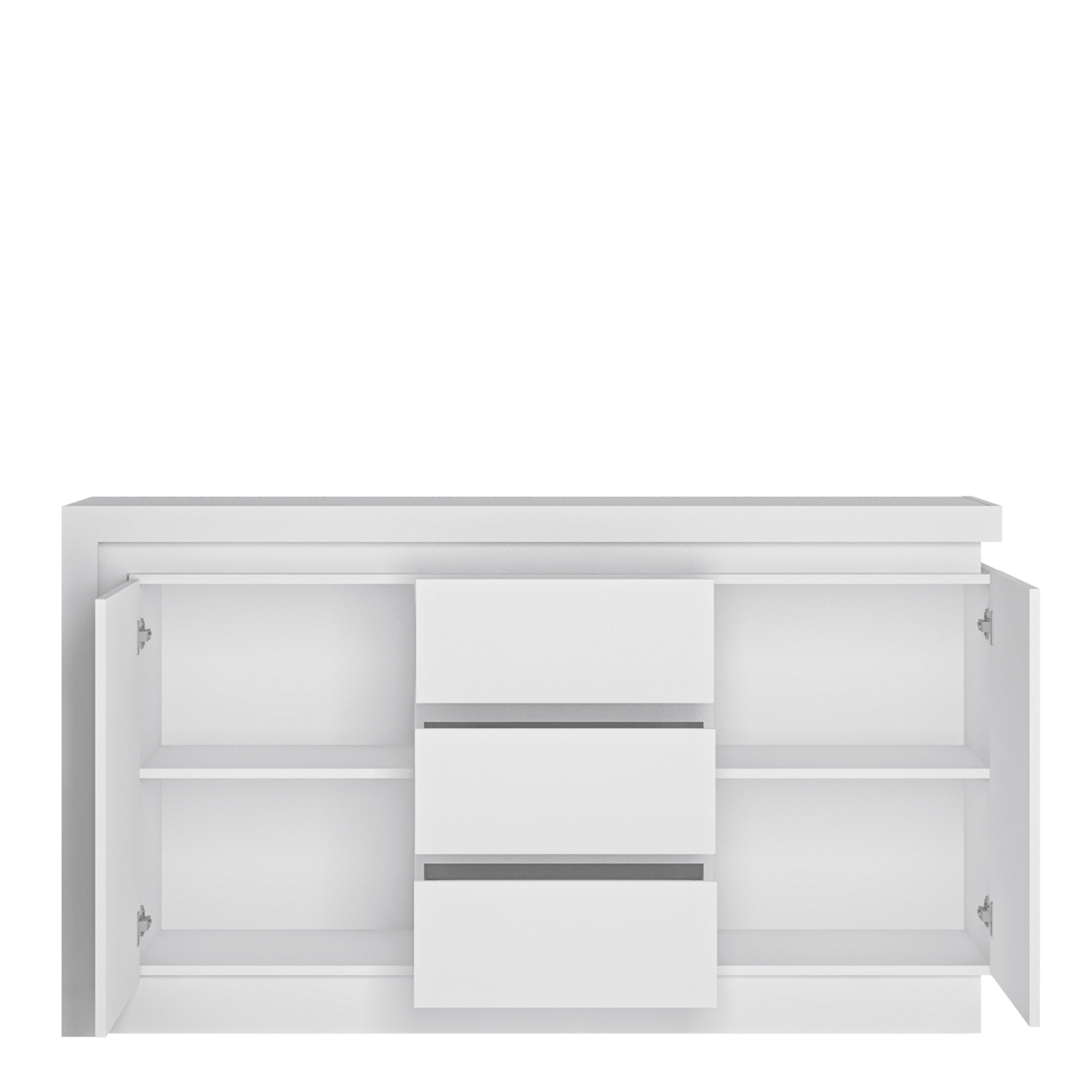 Lucille 2 Door 3 Drawer Sideboard (including LED lighting) in White and High Gloss