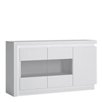 Lucille 3 Door Glazed Sideboard (including LED lighting) in White and High Gloss