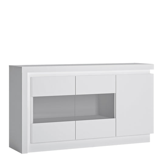 Lucille 3 Door Glazed Sideboard (including LED lighting) in White and High Gloss