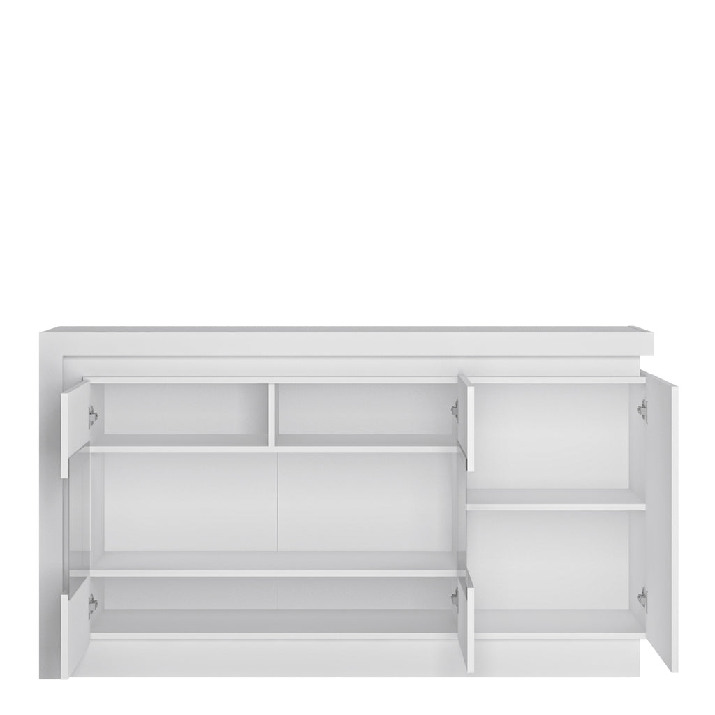 Lucille 3 Door Glazed Sideboard (including LED lighting) in White and High Gloss