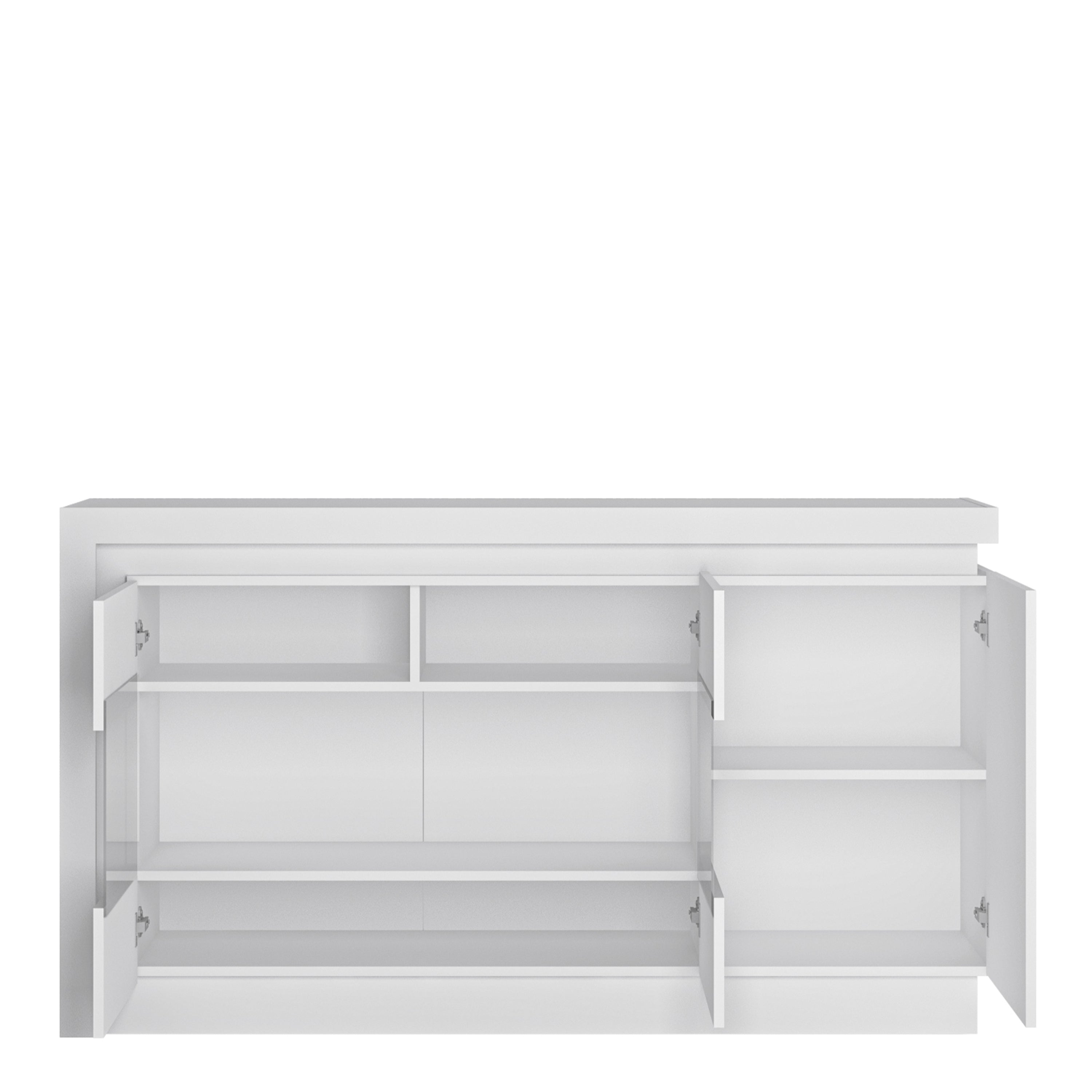 Lucille 3 Door Glazed Sideboard (including LED lighting) in White and High Gloss